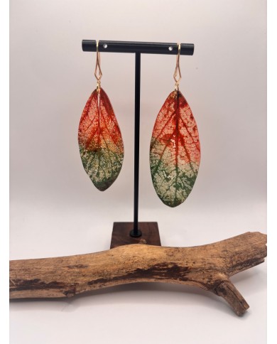 EDICIÓN "TRANSPARENCIA" PENDIENTES ARTESANOS DE HOJA  NATURAL