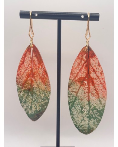 EDICIÓN "TRANSPARENCIA" PENDIENTES ARTESANOS DE HOJA  NATURAL