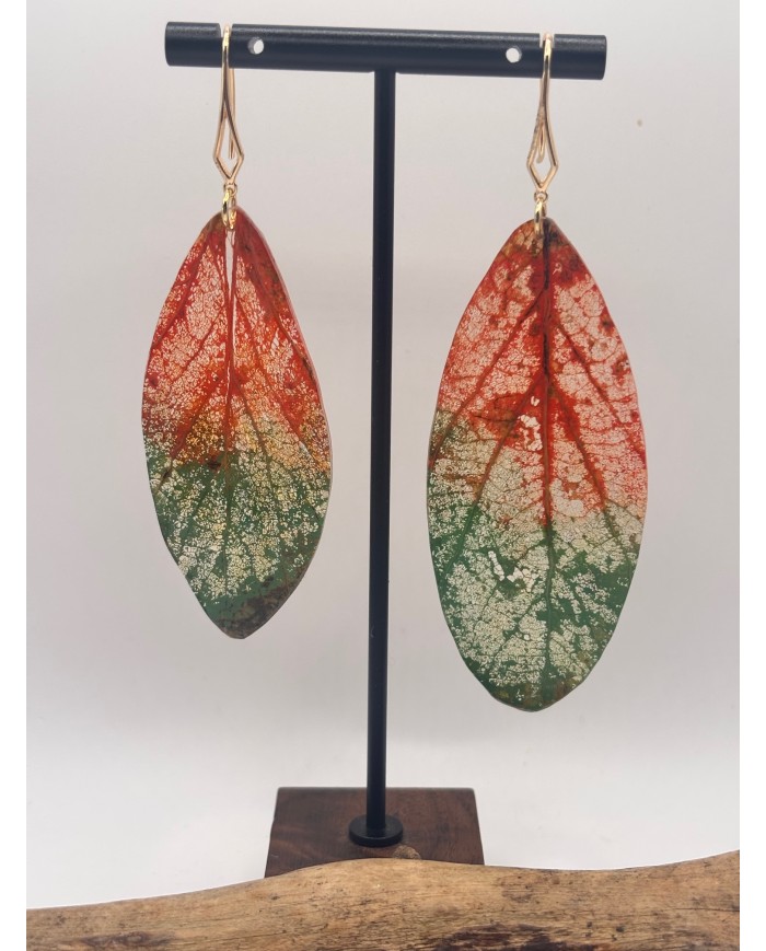 EDICIÓN "TRANSPARENCIA" PENDIENTES ARTESANOS DE HOJA  NATURAL