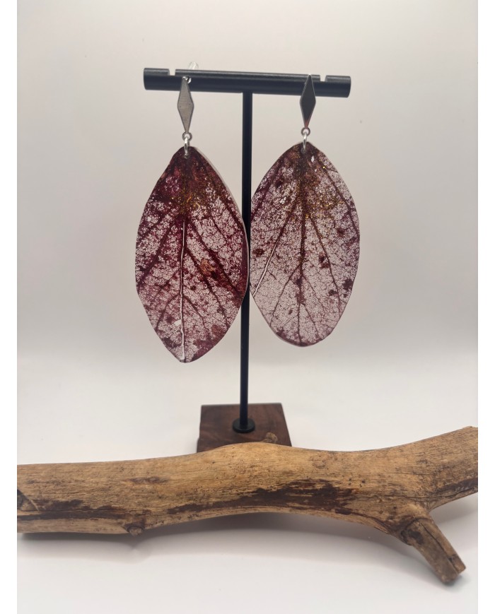 EDICIÓN  "TRANSPARENCIA" PENDIENTES ARTESANOS DE HOJA NATURAL