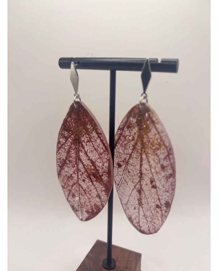 EDICIÓN  "TRANSPARENCIA" PENDIENTES ARTESANOS DE HOJA NATURAL