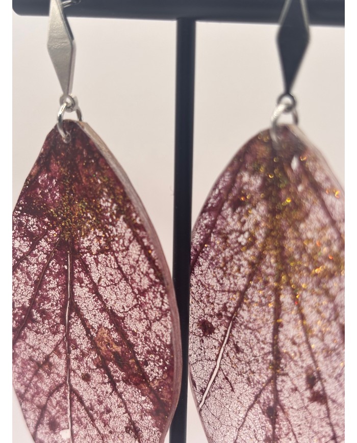 EDICIÓN  "TRANSPARENCIA" PENDIENTES ARTESANOS DE HOJA NATURAL