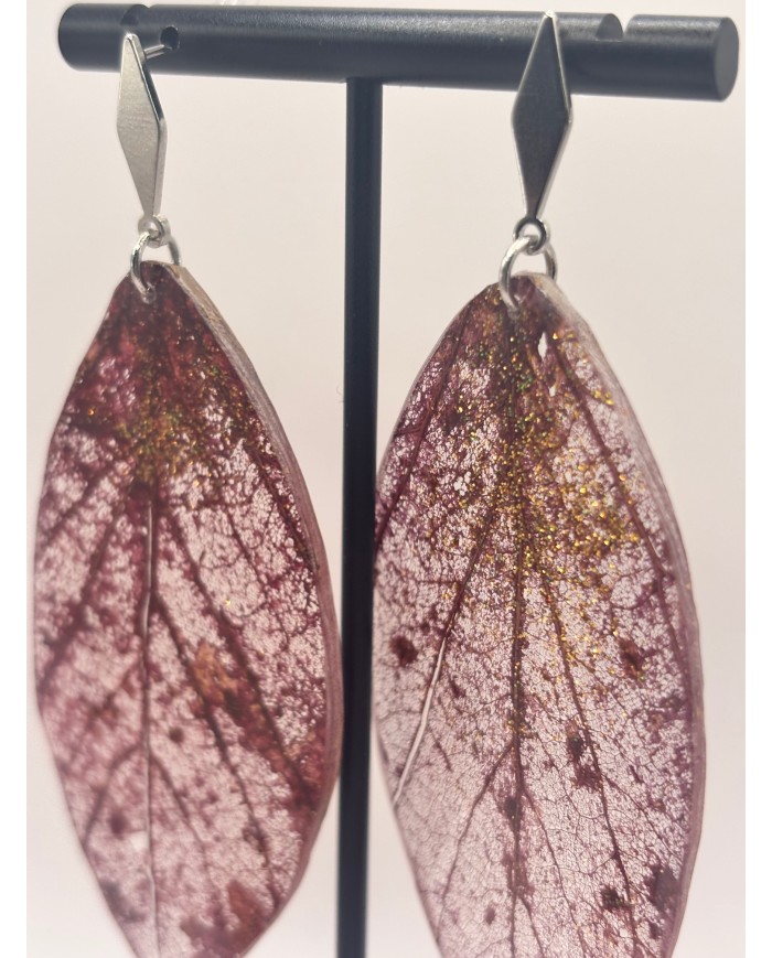 EDICIÓN  "TRANSPARENCIA" PENDIENTES ARTESANOS DE HOJA NATURAL