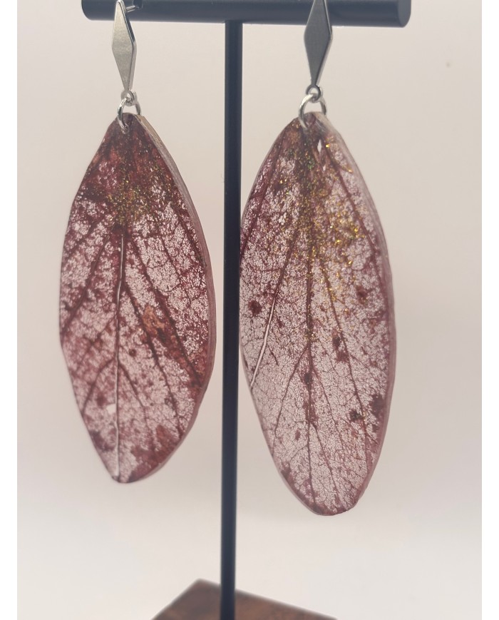 EDICIÓN  "TRANSPARENCIA" PENDIENTES ARTESANOS DE HOJA NATURAL