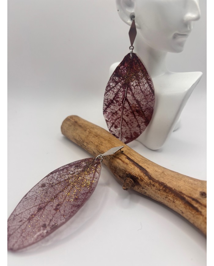 EDICIÓN  "TRANSPARENCIA" PENDIENTES ARTESANOS DE HOJA NATURAL