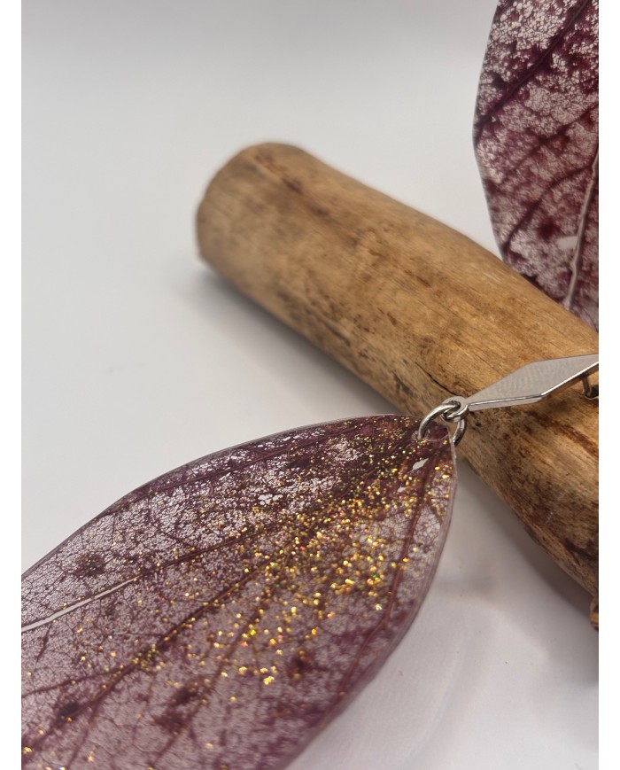 EDICIÓN  "TRANSPARENCIA" PENDIENTES ARTESANOS DE HOJA NATURAL