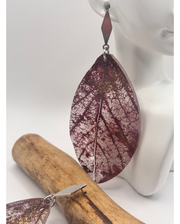 EDICIÓN  "TRANSPARENCIA" PENDIENTES ARTESANOS DE HOJA NATURAL