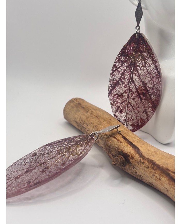 EDICIÓN  "TRANSPARENCIA" PENDIENTES ARTESANOS DE HOJA NATURAL