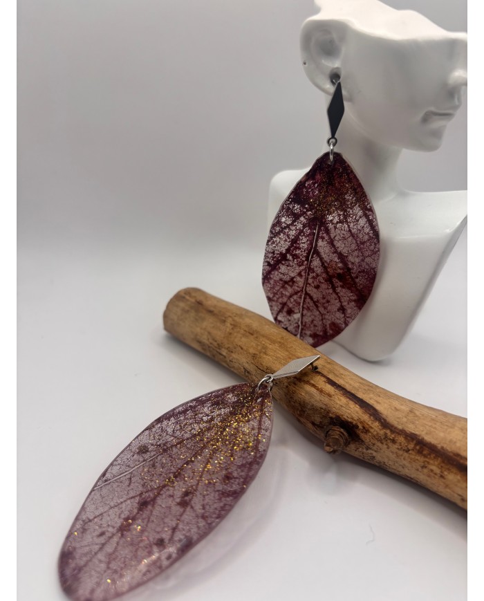 EDICIÓN  "TRANSPARENCIA" PENDIENTES ARTESANOS DE HOJA NATURAL