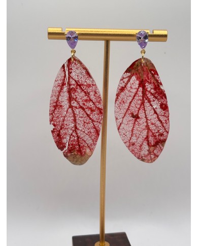 "EDICIÓN  TRANSPARENCIA" PENDIENTES ARTESANOS DE HOJA NATURAL