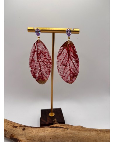 "EDICIÓN  TRANSPARENCIA" PENDIENTES ARTESANOS DE HOJA NATURAL