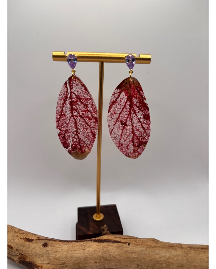 "EDICIÓN  TRANSPARENCIA" PENDIENTES ARTESANOS DE HOJA NATURAL