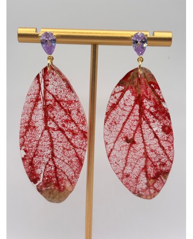 "EDICIÓN  TRANSPARENCIA" PENDIENTES ARTESANOS DE HOJA NATURAL