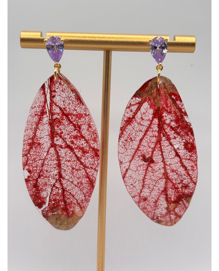 "EDICIÓN  TRANSPARENCIA" PENDIENTES ARTESANOS DE HOJA NATURAL