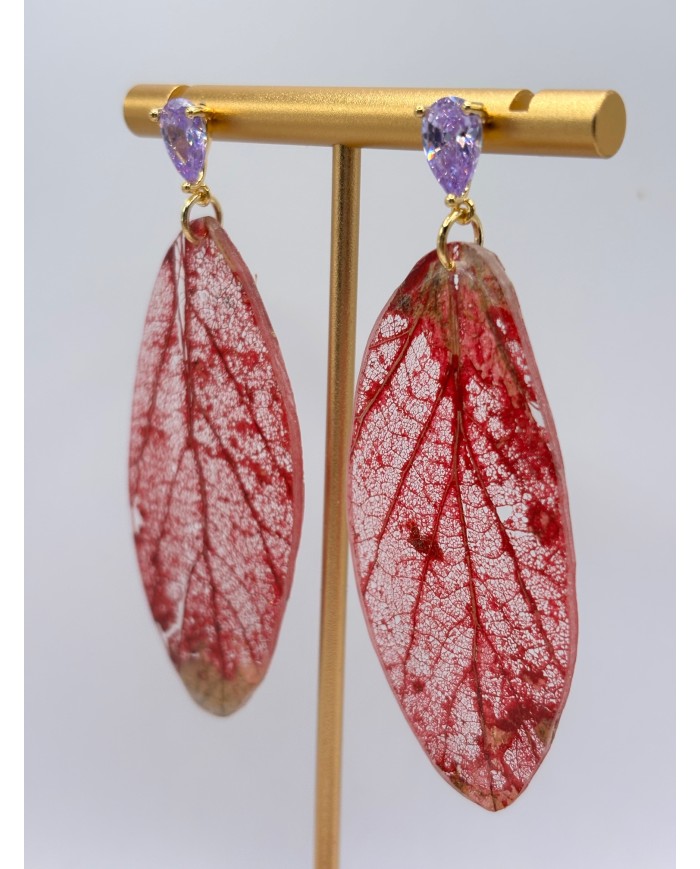 "EDICIÓN  TRANSPARENCIA" PENDIENTES ARTESANOS DE HOJA NATURAL