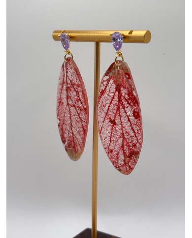 "EDICIÓN  TRANSPARENCIA" PENDIENTES ARTESANOS DE HOJA NATURAL