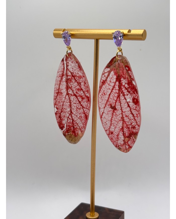 "EDICIÓN  TRANSPARENCIA" PENDIENTES ARTESANOS DE HOJA NATURAL