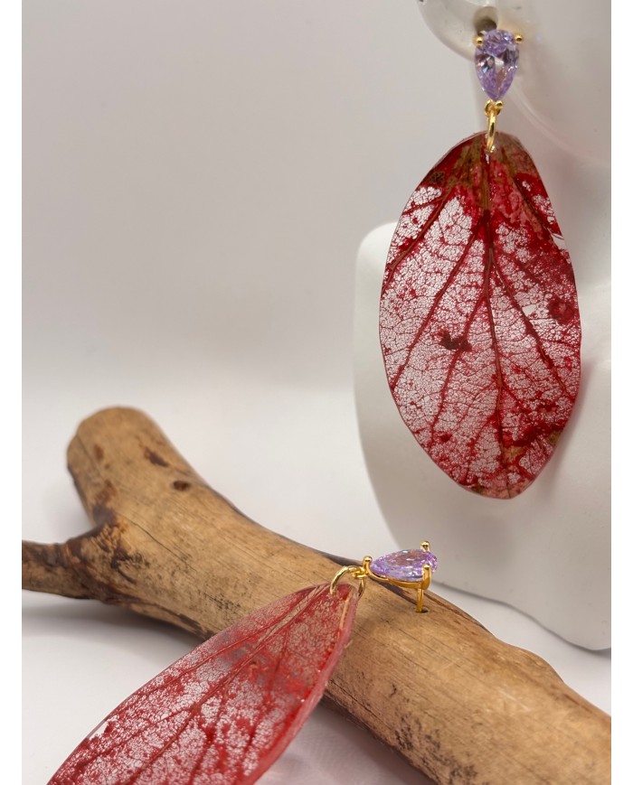 "EDICIÓN  TRANSPARENCIA" PENDIENTES ARTESANOS DE HOJA NATURAL