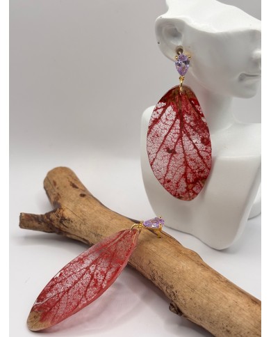 "EDICIÓN  TRANSPARENCIA" PENDIENTES ARTESANOS DE HOJA NATURAL