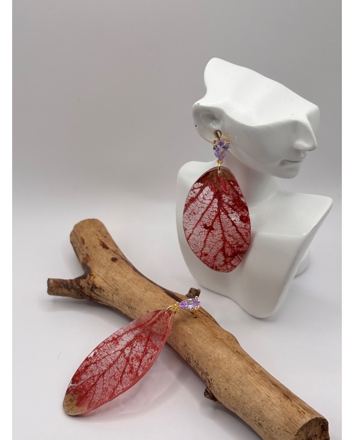 "EDICIÓN  TRANSPARENCIA" PENDIENTES ARTESANOS DE HOJA NATURAL