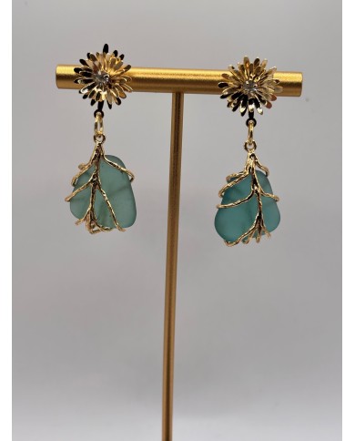 PENDIENTES ARTESANOS DE CRISTAL MARINO