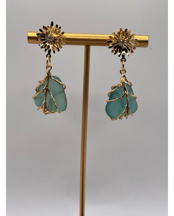 PENDIENTES ARTESANOS DE CRISTAL MARINO