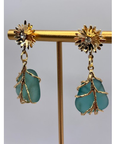 PENDIENTES ARTESANOS DE CRISTAL MARINO