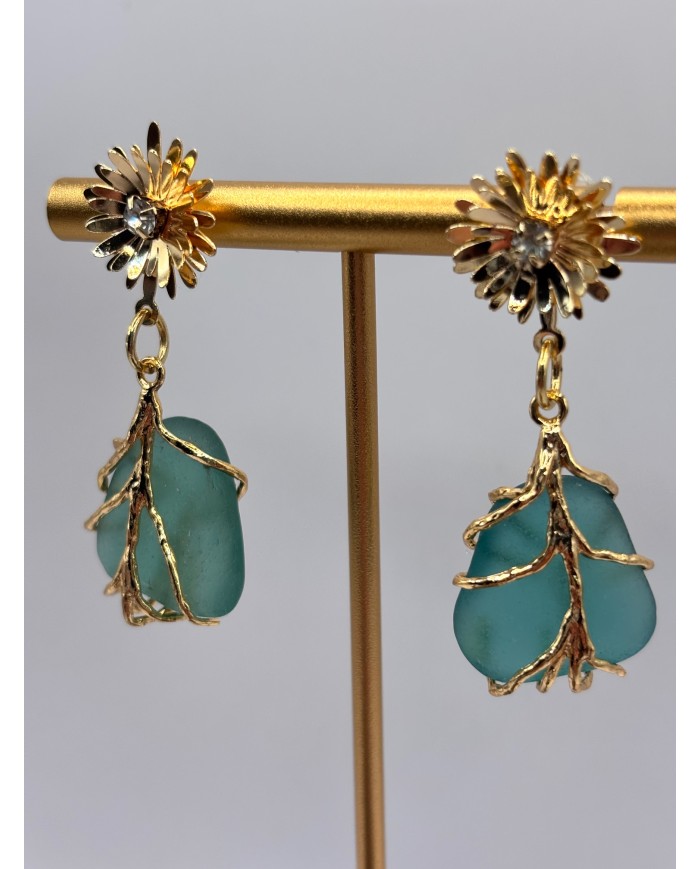 PENDIENTES ARTESANOS DE CRISTAL MARINO
