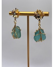 PENDIENTES ARTESANOS DE CRISTAL MARINO