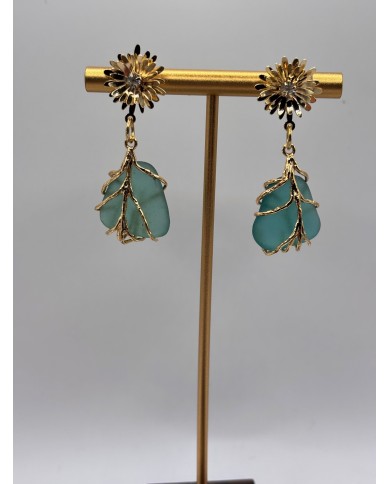 PENDIENTES ARTESANOS DE CRISTAL MARINO