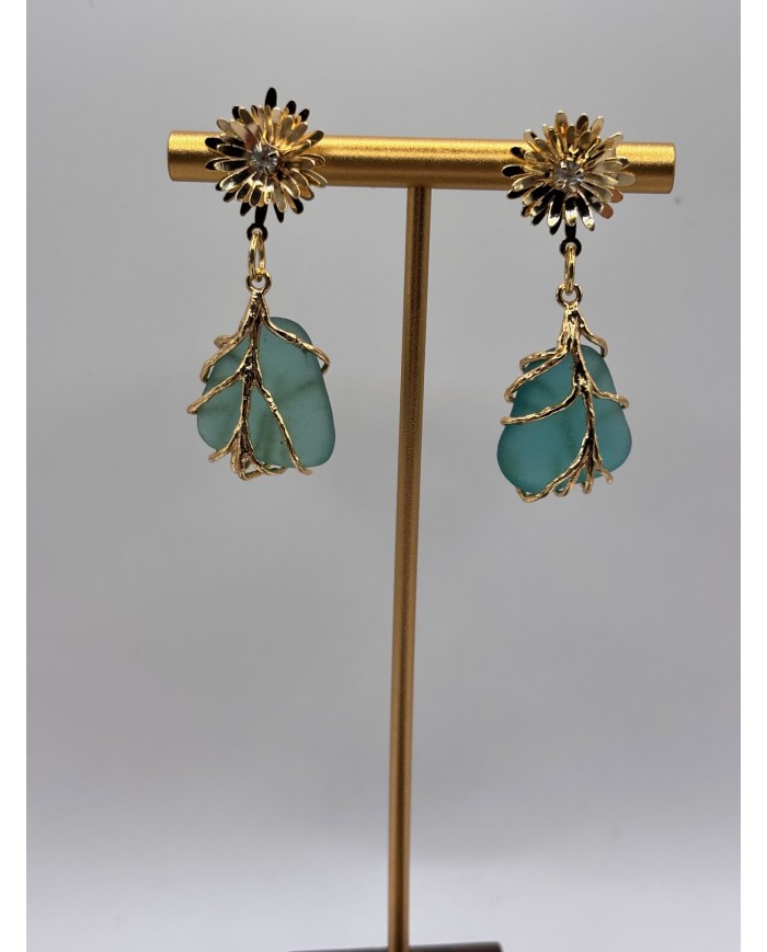 PENDIENTES ARTESANOS DE CRISTAL MARINO