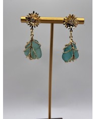 PENDIENTES ARTESANOS DE CRISTAL MARINO