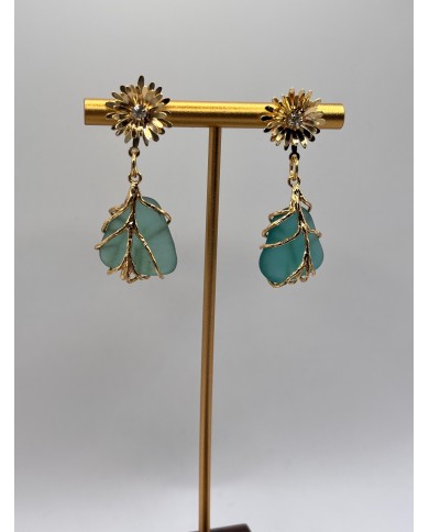 PENDIENTES ARTESANOS DE CRISTAL MARINO