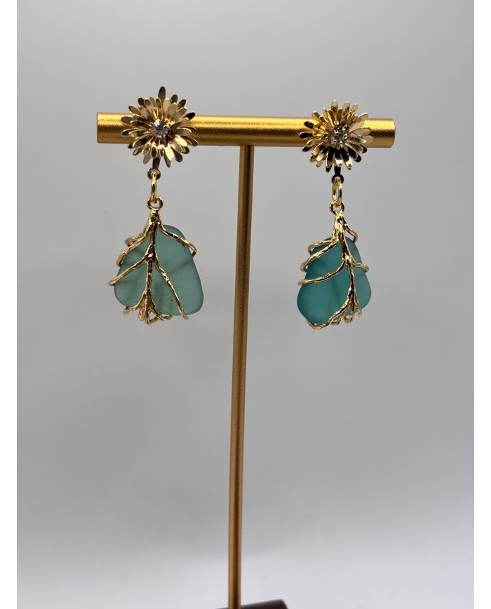 PENDIENTES ARTESANOS DE CRISTAL MARINO