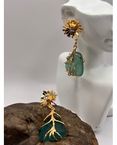 PENDIENTES ARTESANOS DE CRISTAL MARINO