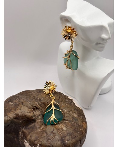 PENDIENTES ARTESANOS DE CRISTAL MARINO