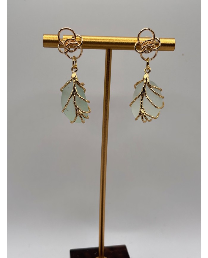 PENDIENTES ARTESANOS DE CRISTAL MARINO