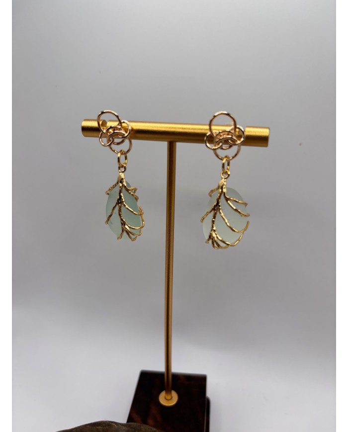 PENDIENTES ARTESANOS DE CRISTAL MARINO