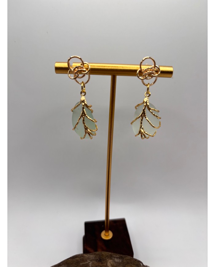 PENDIENTES ARTESANOS DE CRISTAL MARINO