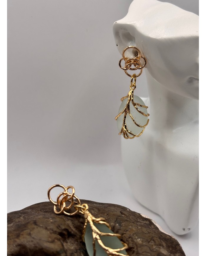 PENDIENTES ARTESANOS DE CRISTAL MARINO