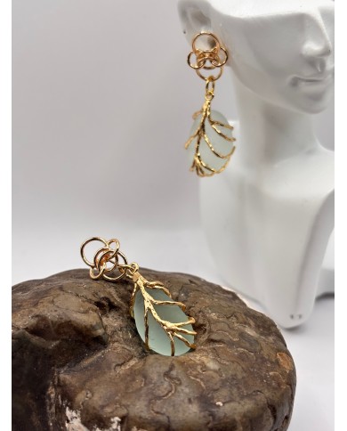 PENDIENTES ARTESANOS DE CRISTAL MARINO