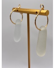 PENDIENTES ARTESANOS DE CRISTAL MARINO O LAGRIMAS DE SIRENA