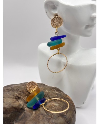 PENDIENTES ARTESANOS DE CRISTAL MARINO O LAGRIMAS DE SIRENA