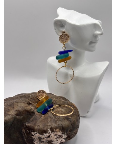 PENDIENTES ARTESANOS DE CRISTAL MARINO O LAGRIMAS DE SIRENA