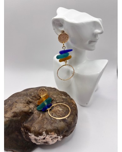 PENDIENTES ARTESANOS DE CRISTAL MARINO O LAGRIMAS DE SIRENA