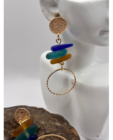 PENDIENTES ARTESANOS DE CRISTAL MARINO O LAGRIMAS DE SIRENA