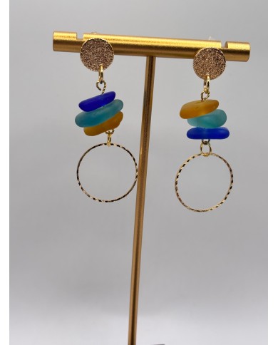 PENDIENTES ARTESANOS DE CRISTAL MARINO O LAGRIMAS DE SIRENA