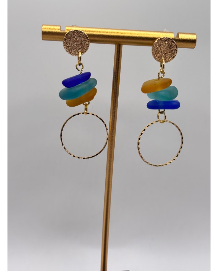 PENDIENTES ARTESANOS DE CRISTAL MARINO O LAGRIMAS DE SIRENA