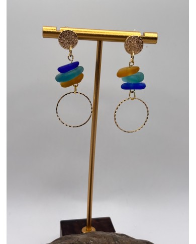 PENDIENTES ARTESANOS DE CRISTAL MARINO O LAGRIMAS DE SIRENA