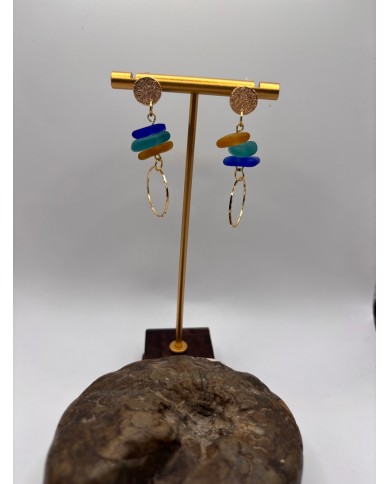 PENDIENTES ARTESANOS DE CRISTAL MARINO O LAGRIMAS DE SIRENA